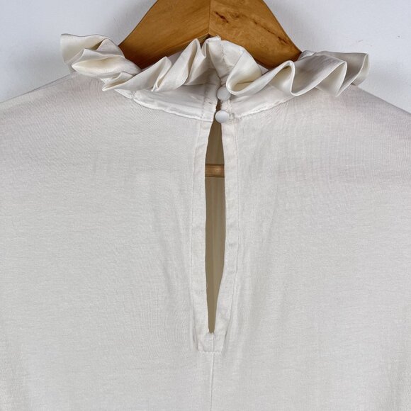 NWT Banana Republic Fast Long Sleeve Ruffle Neck Snow Day Blouse Sz Small - Picture 5 of 6